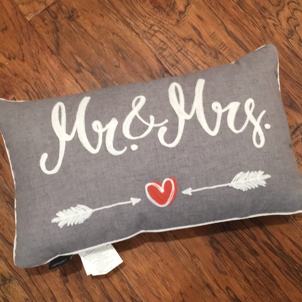 Mr. & Mrs. accent pillow by Cynthia Rowley